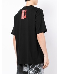 schwarzes bedrucktes T-Shirt mit einem Rundhalsausschnitt von AAPE BY A BATHING APE