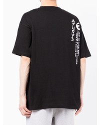 schwarzes bedrucktes T-Shirt mit einem Rundhalsausschnitt von AAPE BY A BATHING APE