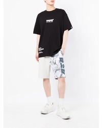 schwarzes bedrucktes T-Shirt mit einem Rundhalsausschnitt von AAPE BY A BATHING APE