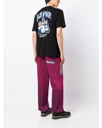 schwarzes bedrucktes T-Shirt mit einem Rundhalsausschnitt von AAPE BY A BATHING APE