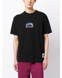 schwarzes bedrucktes T-Shirt mit einem Rundhalsausschnitt von AAPE BY A BATHING APE