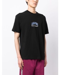 schwarzes bedrucktes T-Shirt mit einem Rundhalsausschnitt von AAPE BY A BATHING APE