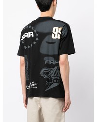 schwarzes bedrucktes T-Shirt mit einem Rundhalsausschnitt von AAPE BY A BATHING APE