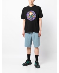 schwarzes bedrucktes T-Shirt mit einem Rundhalsausschnitt von AAPE BY A BATHING APE