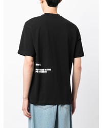 schwarzes bedrucktes T-Shirt mit einem Rundhalsausschnitt von AAPE BY A BATHING APE