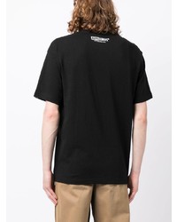 schwarzes bedrucktes T-Shirt mit einem Rundhalsausschnitt von AAPE BY A BATHING APE