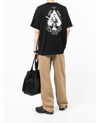 schwarzes bedrucktes T-Shirt mit einem Rundhalsausschnitt von AAPE BY A BATHING APE