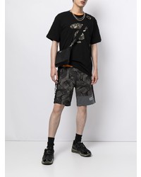 schwarzes bedrucktes T-Shirt mit einem Rundhalsausschnitt von AAPE BY A BATHING APE