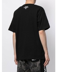 schwarzes bedrucktes T-Shirt mit einem Rundhalsausschnitt von AAPE BY A BATHING APE