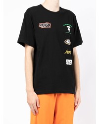 schwarzes bedrucktes T-Shirt mit einem Rundhalsausschnitt von AAPE BY A BATHING APE