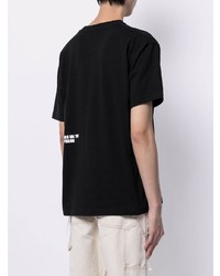 schwarzes bedrucktes T-Shirt mit einem Rundhalsausschnitt von AAPE BY A BATHING APE