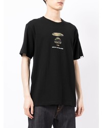 schwarzes bedrucktes T-Shirt mit einem Rundhalsausschnitt von AAPE BY A BATHING APE