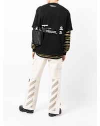 schwarzes bedrucktes T-Shirt mit einem Rundhalsausschnitt von AAPE BY A BATHING APE