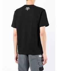 schwarzes bedrucktes T-Shirt mit einem Rundhalsausschnitt von AAPE BY A BATHING APE