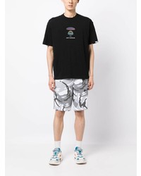 schwarzes bedrucktes T-Shirt mit einem Rundhalsausschnitt von AAPE BY A BATHING APE