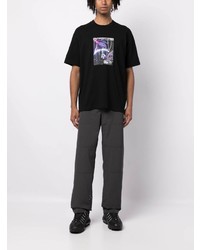 schwarzes bedrucktes T-Shirt mit einem Rundhalsausschnitt von AAPE BY A BATHING APE