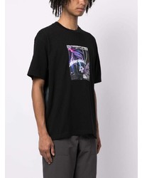 schwarzes bedrucktes T-Shirt mit einem Rundhalsausschnitt von AAPE BY A BATHING APE