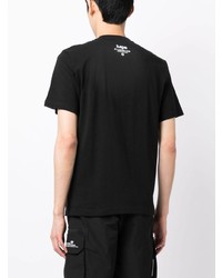 schwarzes bedrucktes T-Shirt mit einem Rundhalsausschnitt von AAPE BY A BATHING APE