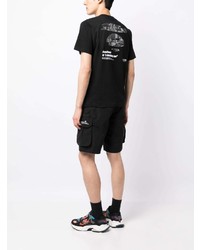 schwarzes bedrucktes T-Shirt mit einem Rundhalsausschnitt von AAPE BY A BATHING APE