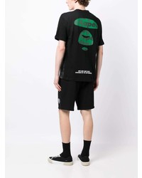 schwarzes bedrucktes T-Shirt mit einem Rundhalsausschnitt von AAPE BY A BATHING APE