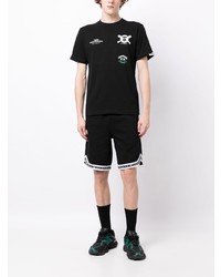 schwarzes bedrucktes T-Shirt mit einem Rundhalsausschnitt von AAPE BY A BATHING APE