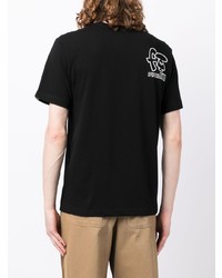 schwarzes bedrucktes T-Shirt mit einem Rundhalsausschnitt von AAPE BY A BATHING APE