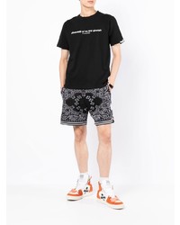 schwarzes bedrucktes T-Shirt mit einem Rundhalsausschnitt von AAPE BY A BATHING APE