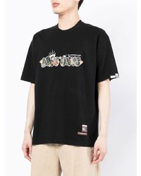 schwarzes bedrucktes T-Shirt mit einem Rundhalsausschnitt von AAPE BY A BATHING APE