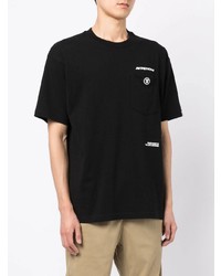 schwarzes bedrucktes T-Shirt mit einem Rundhalsausschnitt von AAPE BY A BATHING APE