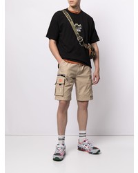 schwarzes bedrucktes T-Shirt mit einem Rundhalsausschnitt von AAPE BY A BATHING APE