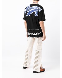 schwarzes bedrucktes T-Shirt mit einem Rundhalsausschnitt von AAPE BY A BATHING APE