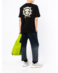 schwarzes bedrucktes T-Shirt mit einem Rundhalsausschnitt von AAPE BY A BATHING APE