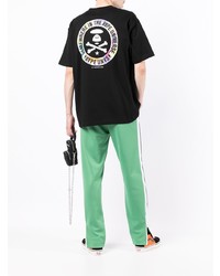 schwarzes bedrucktes T-Shirt mit einem Rundhalsausschnitt von AAPE BY A BATHING APE