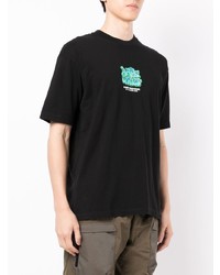 schwarzes bedrucktes T-Shirt mit einem Rundhalsausschnitt von AAPE BY A BATHING APE