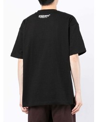 schwarzes bedrucktes T-Shirt mit einem Rundhalsausschnitt von AAPE BY A BATHING APE