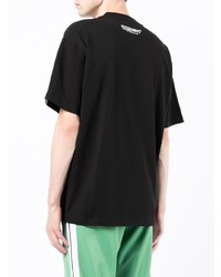 schwarzes bedrucktes T-Shirt mit einem Rundhalsausschnitt von AAPE BY A BATHING APE