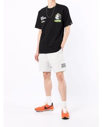 schwarzes bedrucktes T-Shirt mit einem Rundhalsausschnitt von AAPE BY A BATHING APE