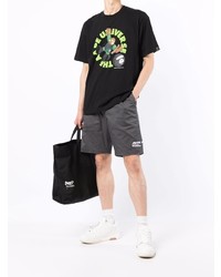 schwarzes bedrucktes T-Shirt mit einem Rundhalsausschnitt von AAPE BY A BATHING APE