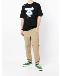 schwarzes bedrucktes T-Shirt mit einem Rundhalsausschnitt von AAPE BY A BATHING APE