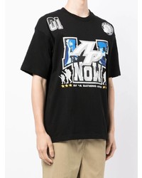 schwarzes bedrucktes T-Shirt mit einem Rundhalsausschnitt von AAPE BY A BATHING APE