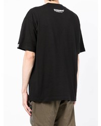 schwarzes bedrucktes T-Shirt mit einem Rundhalsausschnitt von AAPE BY A BATHING APE