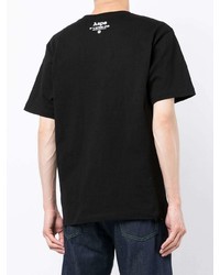 schwarzes bedrucktes T-Shirt mit einem Rundhalsausschnitt von AAPE BY A BATHING APE