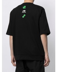 schwarzes bedrucktes T-Shirt mit einem Rundhalsausschnitt von AAPE BY A BATHING APE