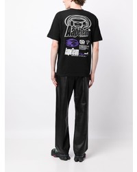 schwarzes bedrucktes T-Shirt mit einem Rundhalsausschnitt von AAPE BY A BATHING APE