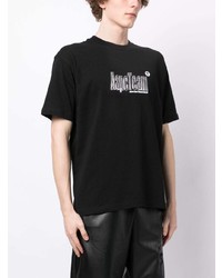 schwarzes bedrucktes T-Shirt mit einem Rundhalsausschnitt von AAPE BY A BATHING APE