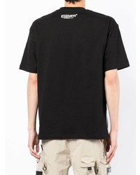 schwarzes bedrucktes T-Shirt mit einem Rundhalsausschnitt von AAPE BY A BATHING APE