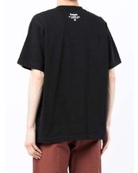 schwarzes bedrucktes T-Shirt mit einem Rundhalsausschnitt von AAPE BY A BATHING APE