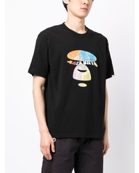 schwarzes bedrucktes T-Shirt mit einem Rundhalsausschnitt von AAPE BY A BATHING APE