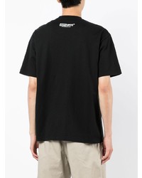 schwarzes bedrucktes T-Shirt mit einem Rundhalsausschnitt von AAPE BY A BATHING APE