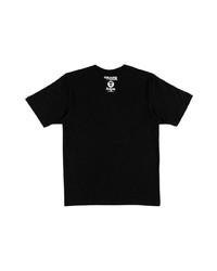 schwarzes bedrucktes T-Shirt mit einem Rundhalsausschnitt von AAPE BY A BATHING APE